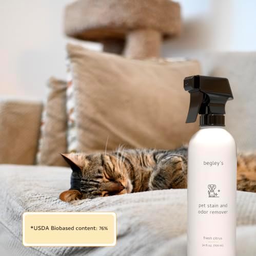 Begley's Pet Stain and Odor Remover - Pet Odor Eliminator for Home - Pet Urine Enzyme Cleaner - Pet Carpet Cleaner for Pets - Enzymatic Cleaner for Dog Urine, Cat Pee, Feces - 24 Ounce, 2 Pack