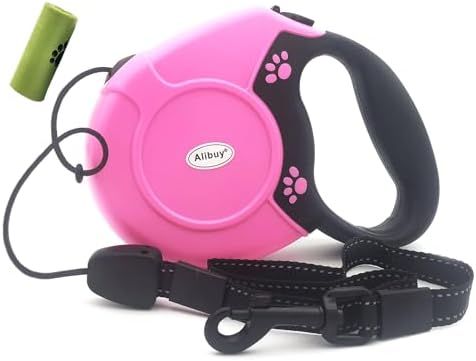 Retractable Dog Leash 26ft,360° Tangle-Free Long Cord Pets Puppy Walking Leashes,Non-Slip Handle for Small Medium Large Dogs,Up to 110 lbs (Pink)