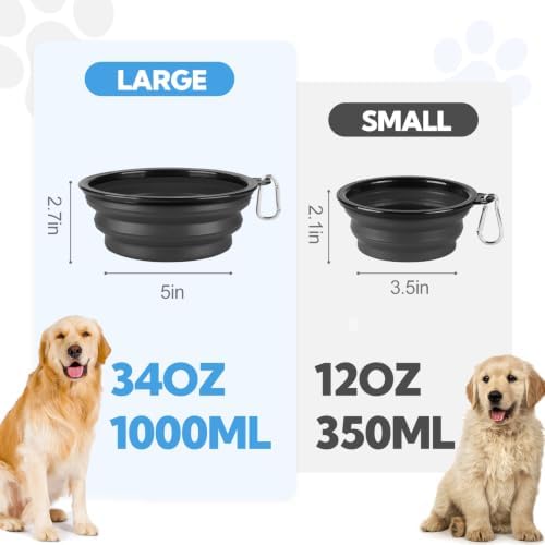 Collapsible Dog Bowl Large 34oz, Travel Dog Water Bowl Portable