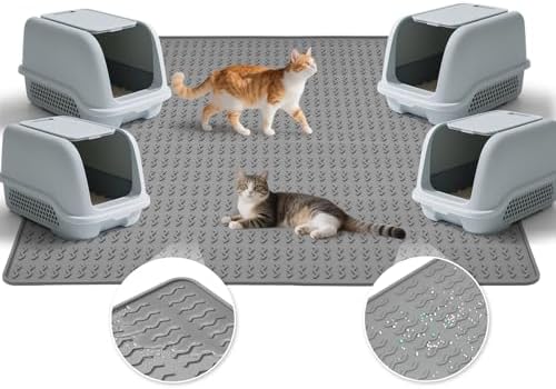 Cat Litter Mat, 47x35in Extra Large Litter Trapping Mat, Grey