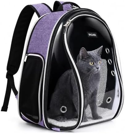 BAGLHER Cat Carrier Backpack Bubble - Fit Up to 18 Lbs - Airline-Approved Dog Backpack Carrier for Small Pets Puppies Dogs Bunny, Space Capsule Dog Carrier Backpack for Travel Outdoor Hiking, Purple
