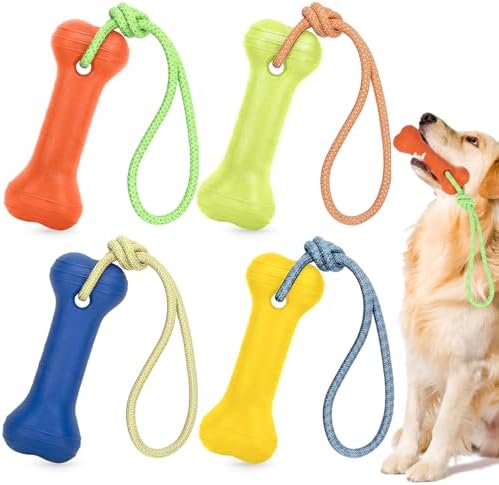Skylety 4 Pack Floating Dog Toy with Rope Handle