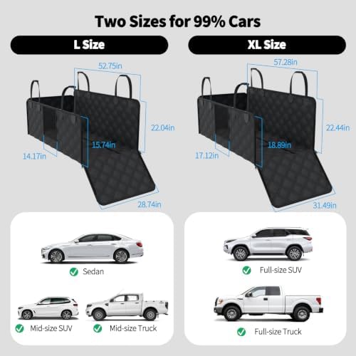 Upgraded Dog Car Seat Cover for Back Seat, Hard Bottom Seat Extender