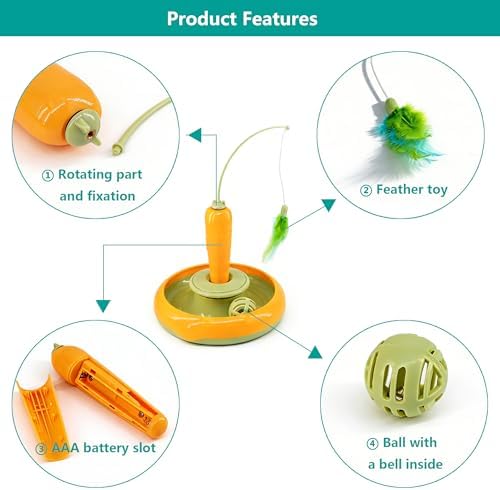 Detachable Interactive Cat Toy | Handheld Teaser Wand/Floor Play Dual-Use, Indoor Cat Toy