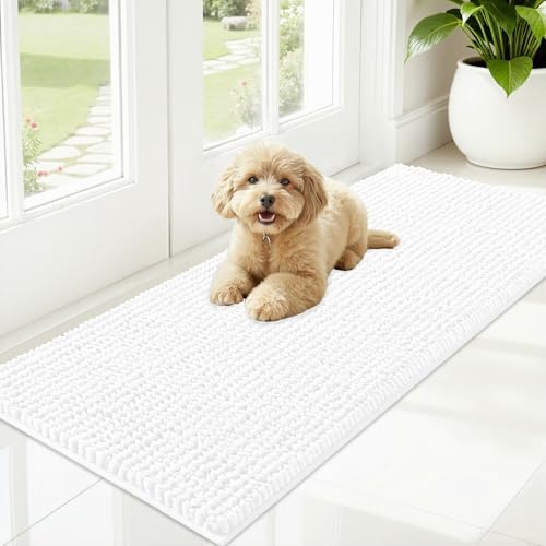 OLANLY Dog Door Mat for Muddy Paws 47x20, Extra Absorbent Chenille Mud Mat