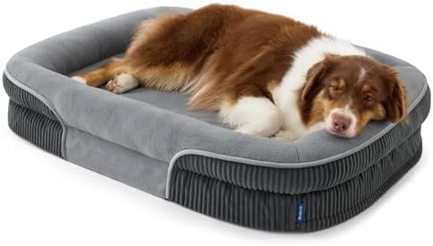 Bedsure LPlus 360°Oval Bolster Orthopedic Dog Beds Large Sized Dog,38" Grey