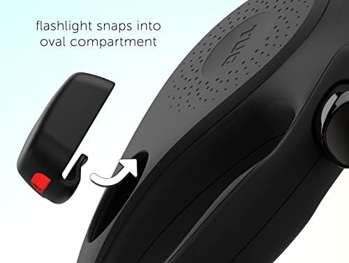 TUG Oval 360° Tangle-Free Retractable Dog Leash | Flashlight Included | Integrated Waste Bag Dispenser Pocket (Small, Black)