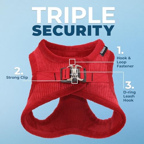 Voyager Step-in Plush Dog Vest Harness -Red Corduroy, X-Small