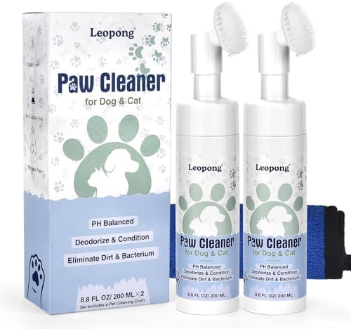Leopong Dog Paw Cleaner Foam 2 Pack with Silicone Brush, 200ml