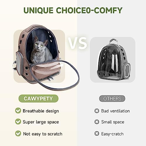 Cawypety Cat Backpack Carrier Large Space Bubble Backpack up to 12lbs Khaki