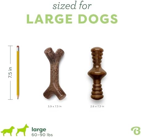 Benebone 2-Pack Maplestick/Zaggler Durable Dog Chew Toys, Dog Bones, Large