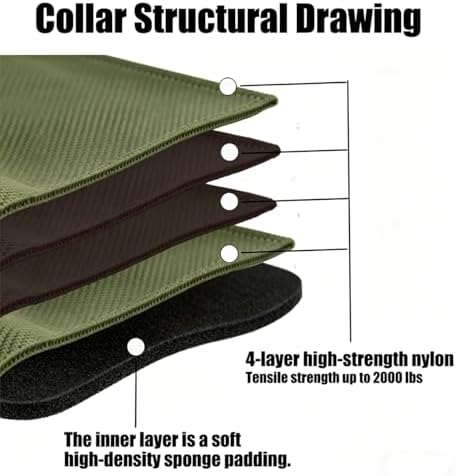 4-Layer Nylon Dog Collar,Heavy Duty for Large Dogs,Army Green L