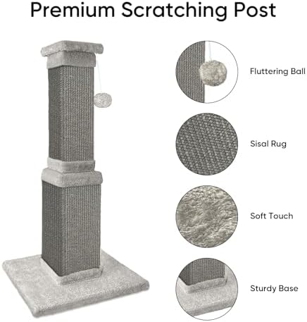 Cat Scratching Post for Indoor Cats, 32Inch Sisal Cat Scratcher
