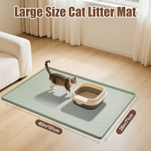 Cat Mat for Litter Box, 40" X 28" Large Silicone Cat Litter Trapping Mat