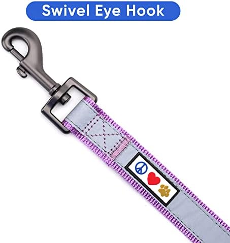 Pawtitas Orchid Dog Leash 6 ft Custom ID Lead for Dogs & Puppies Reflective Comfortable Padded Handle Embroidered Name & Phone Number