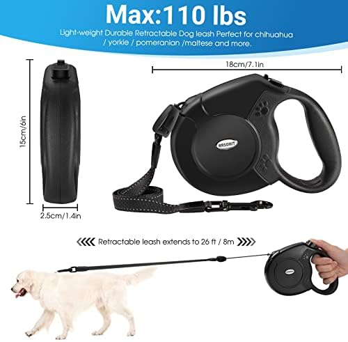 360°No Tangle 26 Ft Retractable Dog Leash for Dogs up to 99lbs