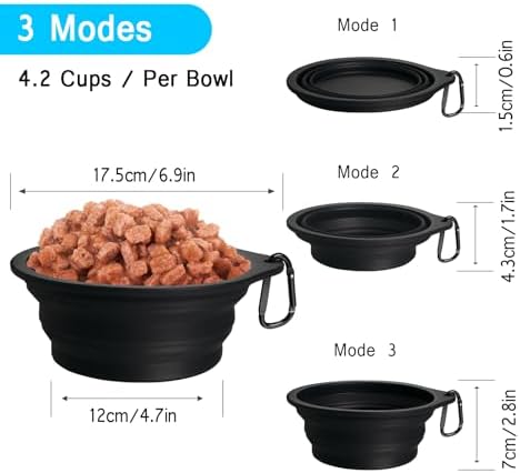 PetBonus 2-Pack Collapsible Dog Bowls, Portable Travel Dog Water Food Bowls