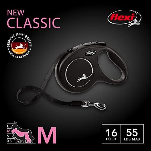 FLEXI® Classic Tape Retractable Dog Leash, Medium, 16 ft - Black