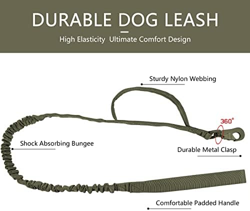 DAGANXI Tactical Dog Collar, Adjustable Military Training Nylon Dog Collar with Control Handle and Heavy Metal Buckle for Medium and Large Dogs, with Patches and Airtags Case (M, Green-Set)