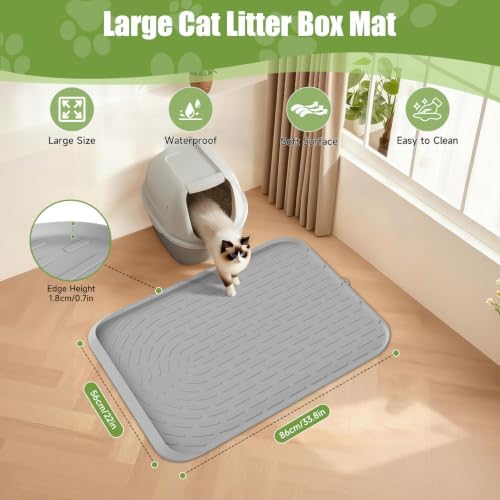Cat Litter Mat, 34" x 22" Waterproof Litter Trapping Mat