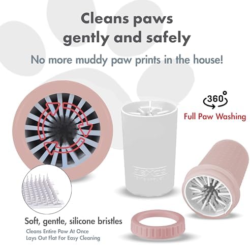 Dexas MudBuster Medium Dog Paw Cleaner, Blush, Fits 1.5"-2.5" Wide Paws, Gentle Silicone Bristles for Quick, Easy Cleaning