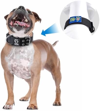 TSPRO Heavy-Duty Tactical Dog Collar with Patch, Large & Extra Large Dogs