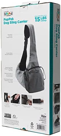 Outward Hound PupPak Sling Dog Carrier, Grey – Hands-Free Sling for Small Pets up to 15 lbs, Adjustable Strap, Mesh Ventilation, Zippered Pocket, Drawstring Fit – Ideal for Travel & Adventures