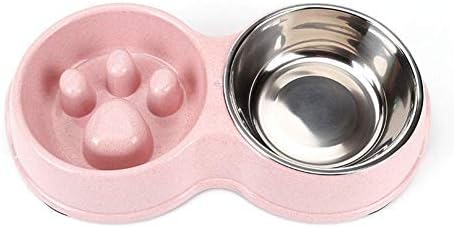 Tineer Stainless Steel Pet Slow Feeder Bowl for Puppy & Small Dogs Cats