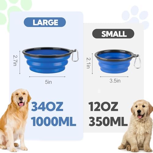 Collapsible Dog Bowl Large 34oz, Travel Dog Water Bowl Portable