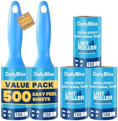 Extra Sticky Lint Roller for Pet Hair, 500 Sheets with 2 Handles