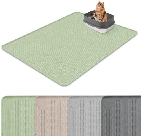 Silicone Cat Litter Mat 50"x35" Cat Mat for Litter Box, Green