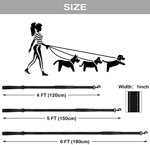 Joytale Dog Leash for Large Dogs that Pull, Double Handle, 6FT, Black