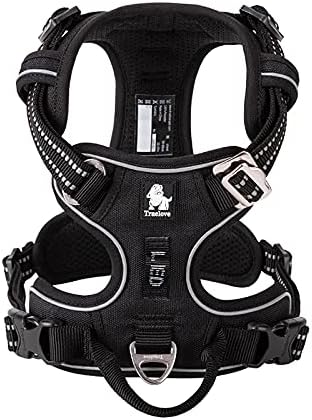 WINHYEPET True Love No Pull Dog Harness Extra Reflective Pet Harness for Small Medium Large Dogs Adjustbale for Running Walking Padded Soft Mesh Vest Easy Control TLH56512(Black,S)