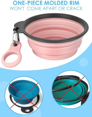 Aonkey 2 Pack 37oz/4.6 Cup Collapsible Dog Bowls with Bottle Carrier