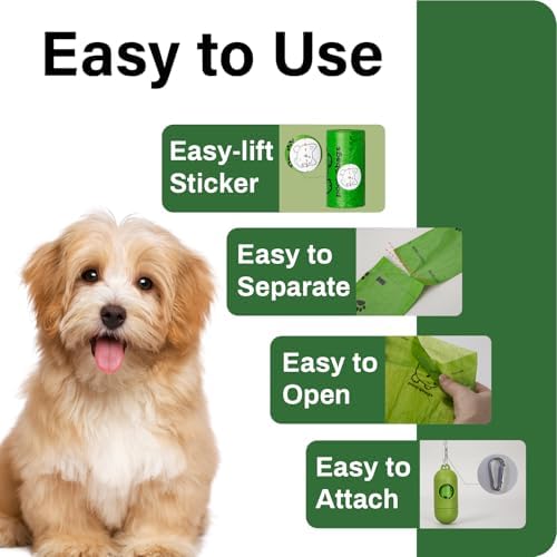Dog Poop Bags Rolls With Dispenser, Strong and Leak-proof Waste Bags for Pets, Floral Scented, 420 Count (28 Packs of 15), 13 Inch x 9 Inch (Green)
