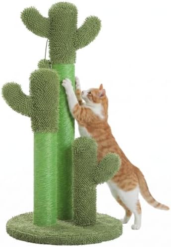 PAWZ Road 35” Cat Scratching Post Cactus Cat Scratcher with Toy Ball