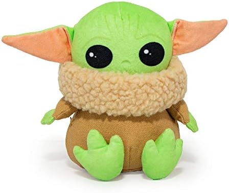 Buckle-Down Dog Toy, Mandalorian, Plush Squeaker Star Wars The Child Sitting Pose, Baby yoda, 8" x 8" (DTPT-SWBIF) for All Breed Sizes