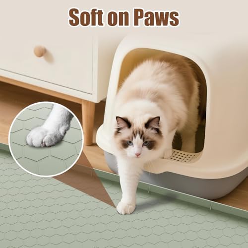Cat Mat for Litter Box, 40" X 28" Large Silicone Cat Litter Trapping Mat