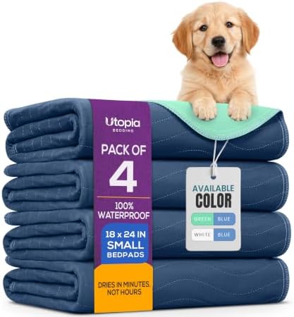 4 Pack Washable Pee Pads for Dogs 18" x 24", Waterproof Dog Training Pads