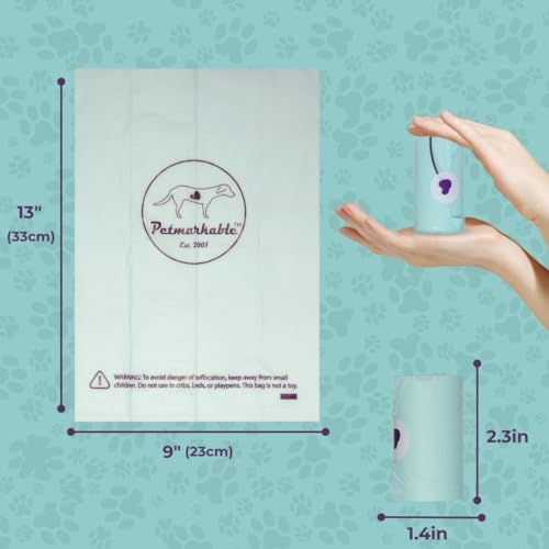 Durable Dog Poop Bags Rolls Eco Friendly, Leakproof, Odor-Free, Vegetable-Based Doggy Poop Bags, Giving Back to Charity (135 Bags / 9 Rolls)
