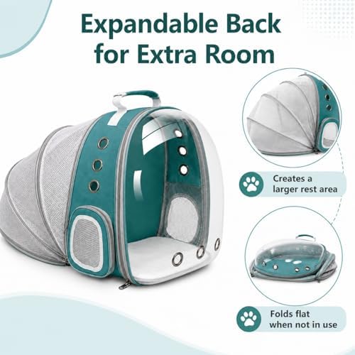 Expandable Cat Carrier Backpack with Bubble Window, Green