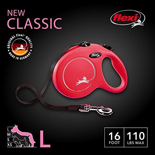 FLEXI® Classic Tape Retractable Dog Leash, Large, 16 ft - Red