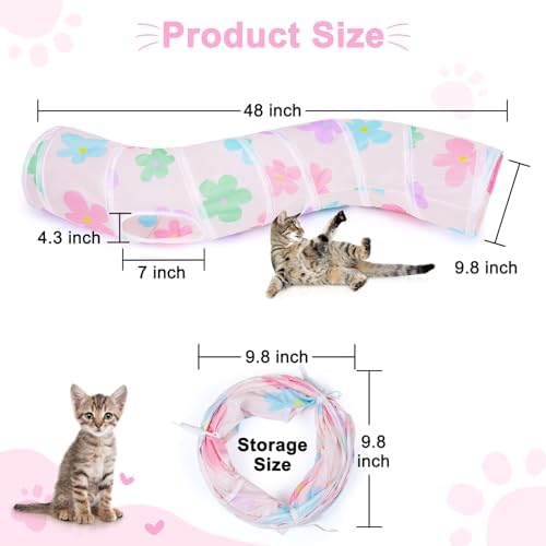 Glittme S-Shape Cat Tunnel, Foldable Cat Tunnels for Indoor Cats
