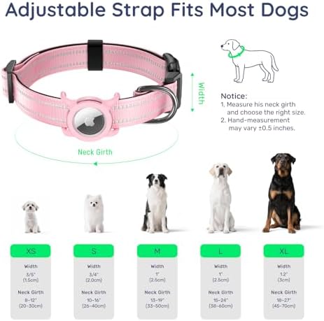 Airtag Dog Collar for Medium Dogs, Reflective Dog Collar with Airtag Holder