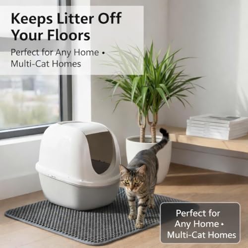 Cat Litter Mat – Large 24x36 Double Layer Honeycomb Litter Trap, Waterproof Non-Slip EVA, Easy Clean Kitty Litter Catcher Litter Box Mat