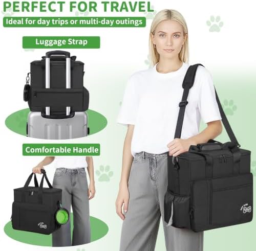 TORIBIO Large Dog Travel Bag for Supplies with Food Bowl