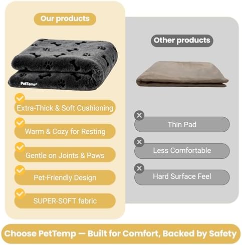 Pet Heating Pad for Cats Dogs Indoor & Sheltered Outdoor Waterproof Heated Cat Bed Heated Dog Bed Chew Resistant Cord Constant Temperature Electric Warming (Grey, R: 16" × 16" × 1.3")
