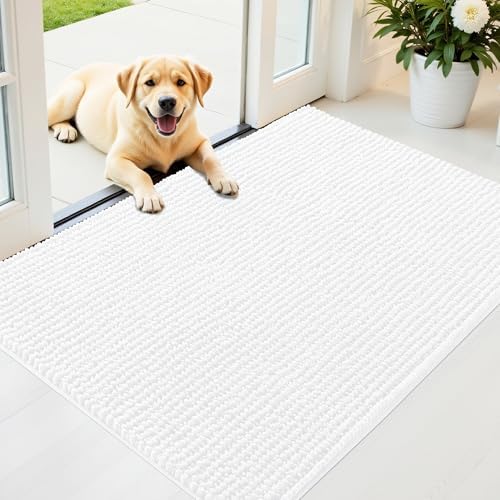 OLANLY Dog Door Mat for Muddy Paws 44x32, Extra Absorbent Chenille Mud Mat