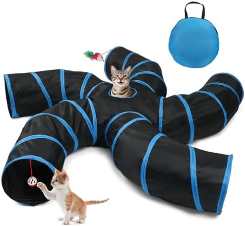 Joytale Cat Tunnel for Multiple Cats, 5-Way Indoor Tube Toy to Chase & Hide