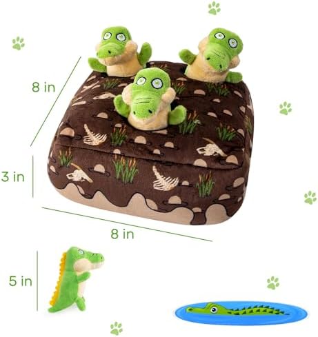 Hollypet Squeaky Hide and Seek Dog Toys for Small and Medium, Crocodile